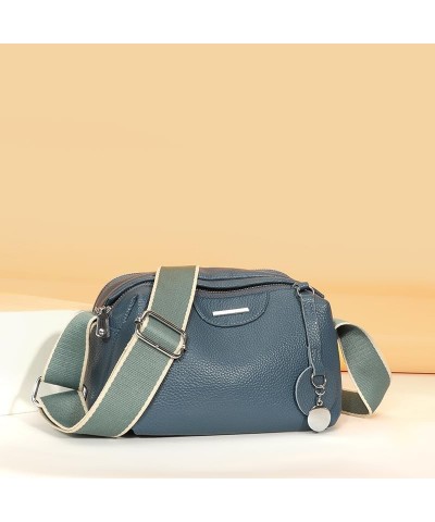 Genuine Leather Crossbody Bag for Women Fashion Shoulder Bag Purse with Wide Adjustable Strap Blue $13.21 Crossbody Bags