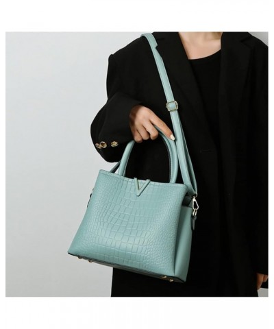 Classic Fashion Leather Satchel Handbag for Women Crocodile Pattern Big Capacity Shoulder Bag Handbag Purses Blue $25.79 Satc...