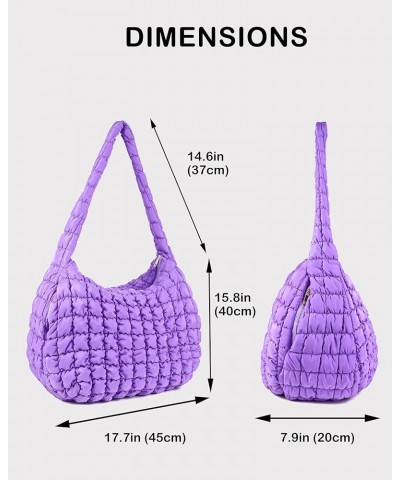 Puffer Quilted Shoulder Bag for Women Puffy Bubble Tote Bag Lightweight Nylon Handbag Padded Soft Purse Large Purple $13.94 S...