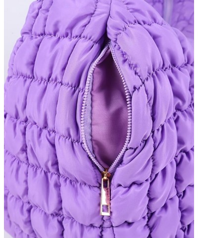 Puffer Quilted Shoulder Bag for Women Puffy Bubble Tote Bag Lightweight Nylon Handbag Padded Soft Purse Large Purple $13.94 S...