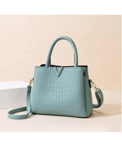 Classic Fashion Leather Satchel Handbag for Women Crocodile Pattern Big Capacity Shoulder Bag Handbag Purses Blue $25.79 Satc...