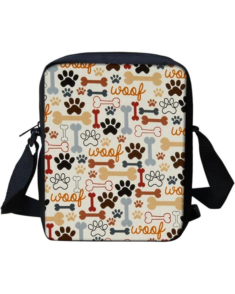 Crossbody Bag, Small Coin Purse, Adjustable Strap Phone Messenger Bag Bones Dog Paw Print $10.25 Crossbody Bags