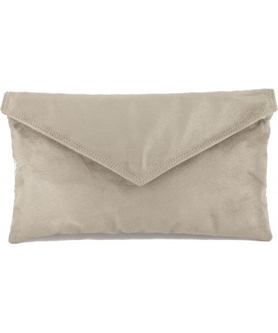 Womens Neat Envelope Faux Suede Clutch Bag/Shoulder Bag Mouse Mushroom Taupe $24.74 Clutches