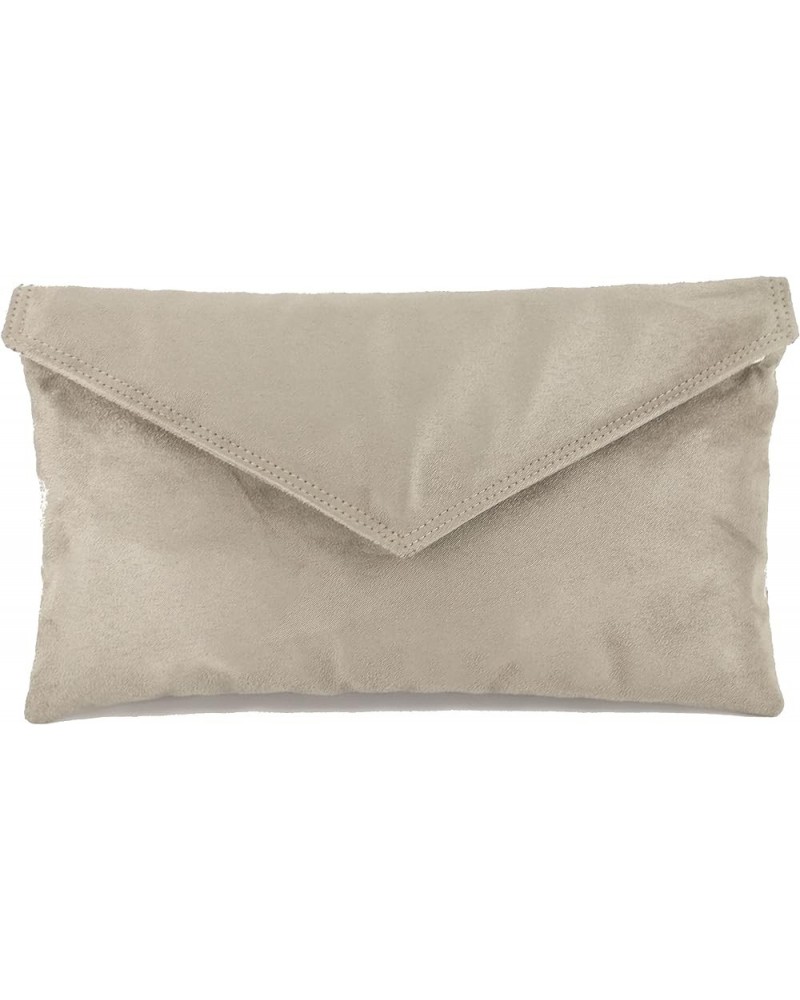 Womens Neat Envelope Faux Suede Clutch Bag/Shoulder Bag Mouse Mushroom Taupe $24.74 Clutches