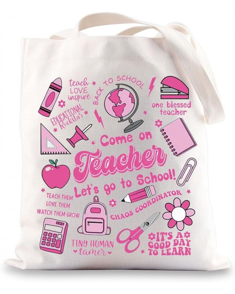 Teacher Canvas Tote Bag Teacher Thank You Gifts Teacher Shoulder Bag Teacher Appreciation Gifts Come on Teacher $9.82 Totes