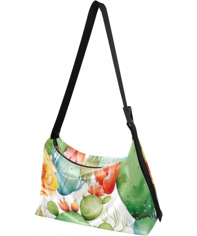 Green Watercolor Cactus Hobo Shoulder Bag for Women Men PU Leather Crossbody Bag Slouchy Tote Handbags for Travel Work $15.84...