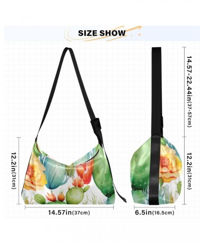 Green Watercolor Cactus Hobo Shoulder Bag for Women Men PU Leather Crossbody Bag Slouchy Tote Handbags for Travel Work $15.84...