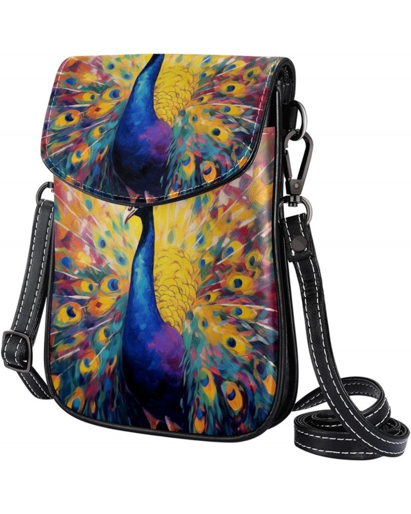 Crossbody Bags for Women,Crossbody Bag Men,Small Sling Bag,Animal Colorful Peacock Art Painting,Crossbody Purse $11.87 Crossb...