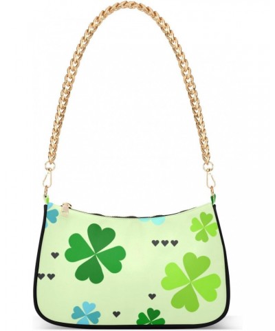 Women's Chain Straps Shoulder Bag-Clover Printing 5，Small Handbag Purse,Gold Chain Clutch $19.79 Shoulder Bags