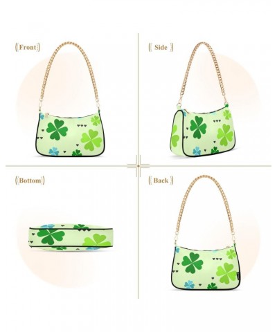 Women's Chain Straps Shoulder Bag-Clover Printing 5，Small Handbag Purse,Gold Chain Clutch $19.79 Shoulder Bags