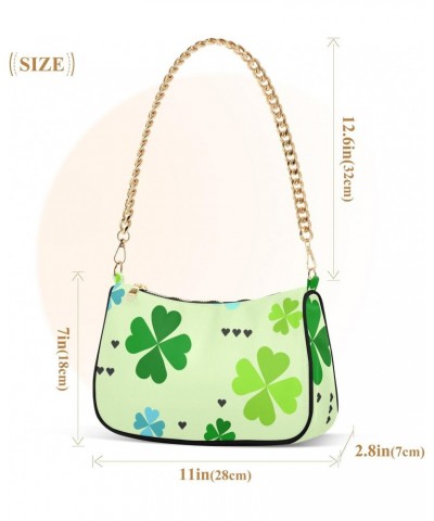 Women's Chain Straps Shoulder Bag-Clover Printing 5，Small Handbag Purse,Gold Chain Clutch $19.79 Shoulder Bags