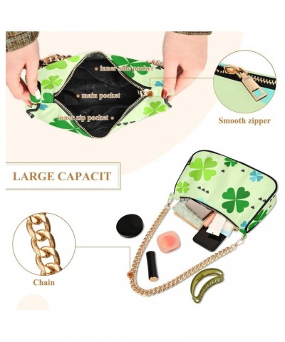 Women's Chain Straps Shoulder Bag-Clover Printing 5，Small Handbag Purse,Gold Chain Clutch $19.79 Shoulder Bags