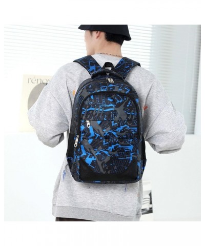 Men's and Women's Three Piece Set Trendy Large Capacity Simple One Shoulder, Double Shoulder, Handbag Backpack Blue $29.97 Ba...