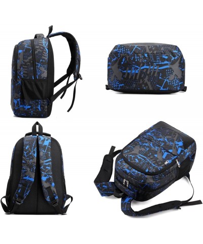 Men's and Women's Three Piece Set Trendy Large Capacity Simple One Shoulder, Double Shoulder, Handbag Backpack Blue $29.97 Ba...