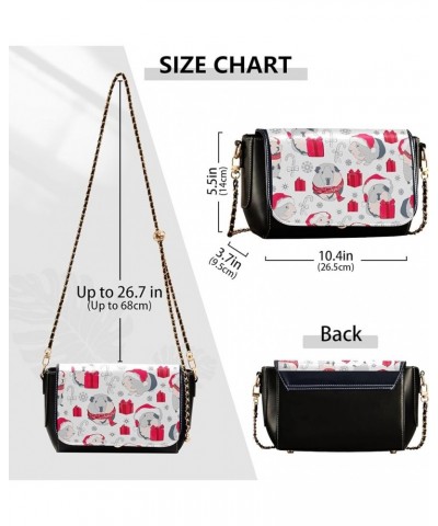 Pink Flowers PU Leather Shoulder Bag Black Women Crossbody Bag Purses Clutch Handbags with Chain Strap Guinea Pigs Christmas ...