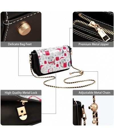 Pink Flowers PU Leather Shoulder Bag Black Women Crossbody Bag Purses Clutch Handbags with Chain Strap Guinea Pigs Christmas ...