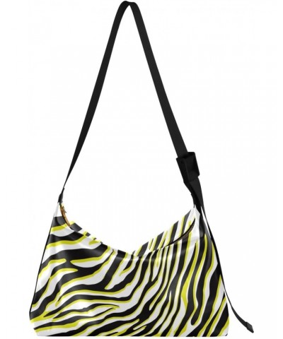 Mustard Green Zebra Print Shoulder Bag Large Slouchy Hobo Bag for Women Men Waterproof PU Leather Crossbody Handbag Casual To...