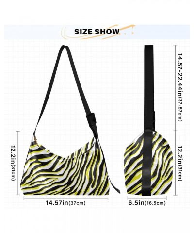 Mustard Green Zebra Print Shoulder Bag Large Slouchy Hobo Bag for Women Men Waterproof PU Leather Crossbody Handbag Casual To...