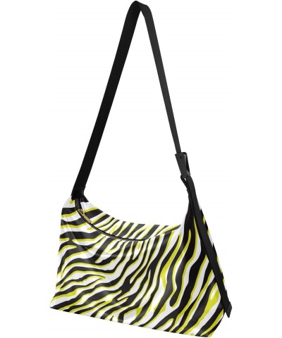 Mustard Green Zebra Print Shoulder Bag Large Slouchy Hobo Bag for Women Men Waterproof PU Leather Crossbody Handbag Casual To...