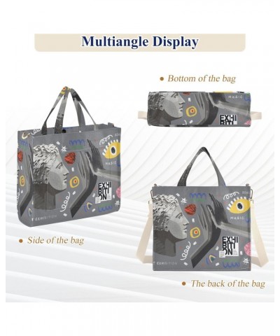 Classical and Contemporary Painting Corduroy Tote Versatile Shoulder Bag for Women with Zipper Magnetic Clasp，S $12.09 Totes