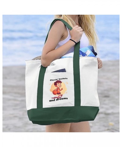 Dribble Shoot Score Repeat Cruiser Tote Bag - Basketball Lovers Gifts - Sports Fans Gifts White Forest Green $23.10 Totes