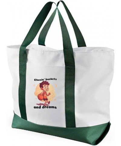 Dribble Shoot Score Repeat Cruiser Tote Bag - Basketball Lovers Gifts - Sports Fans Gifts White Forest Green $23.10 Totes