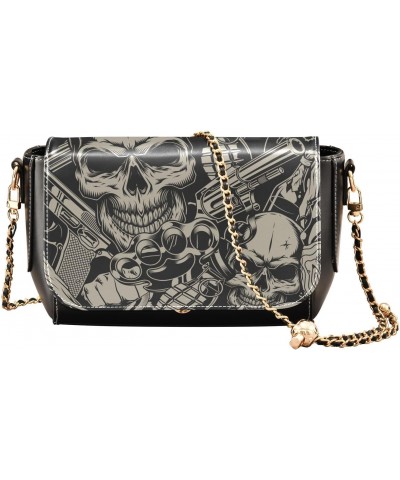 Skulls Crossbody Bags for Women Purse Leather Shoulder Bag Handbag for Work Gifts Daily $21.99 Shoulder Bags