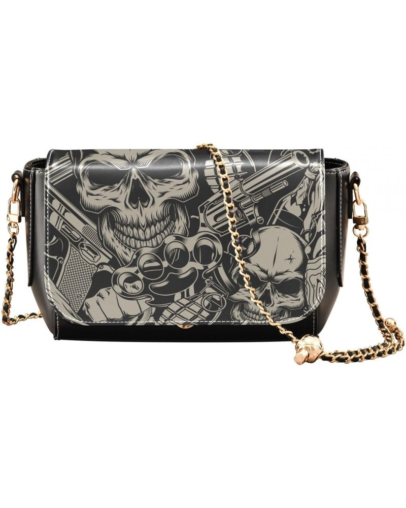 Skulls Crossbody Bags for Women Purse Leather Shoulder Bag Handbag for Work Gifts Daily $21.99 Shoulder Bags