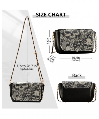 Skulls Crossbody Bags for Women Purse Leather Shoulder Bag Handbag for Work Gifts Daily $21.99 Shoulder Bags