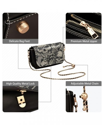 Skulls Crossbody Bags for Women Purse Leather Shoulder Bag Handbag for Work Gifts Daily $21.99 Shoulder Bags