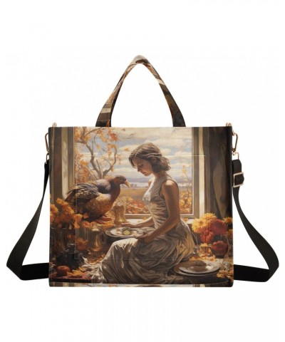 Thanksgiving Autumn Painting Crossbody Bag Women Corduroy Tote Bags Casual Shoulder Handbag Hobo Messenger Bag, S $13.39 Totes