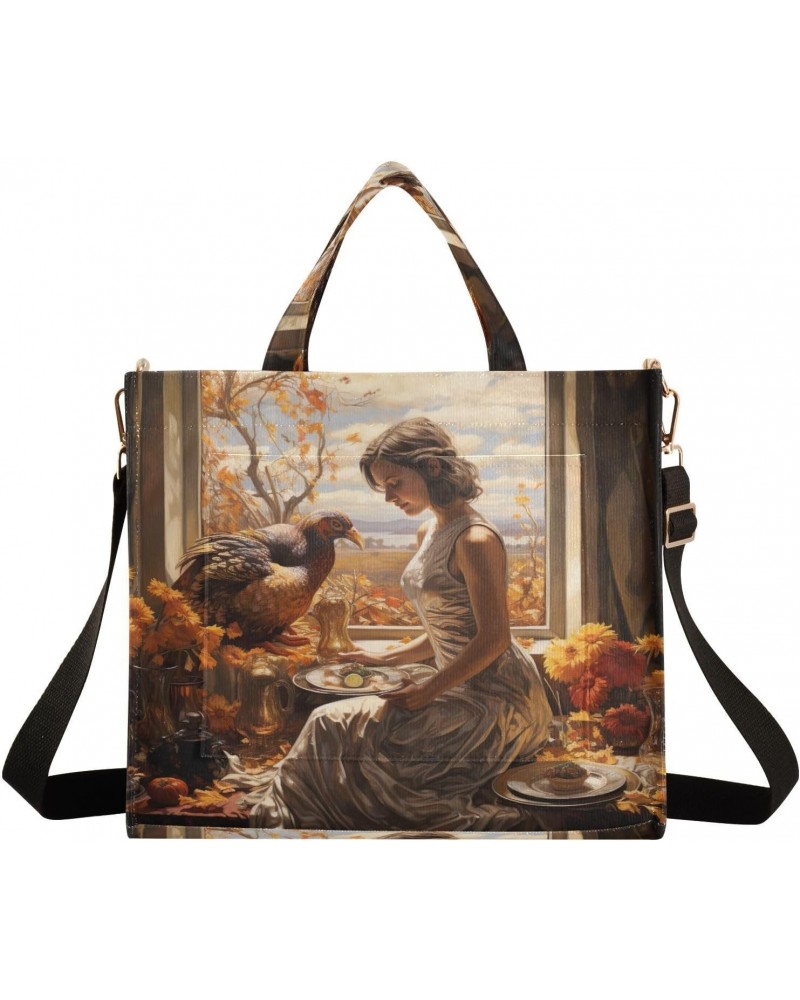 Thanksgiving Autumn Painting Crossbody Bag Women Corduroy Tote Bags Casual Shoulder Handbag Hobo Messenger Bag, S $13.39 Totes