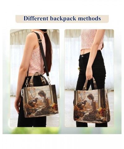 Thanksgiving Autumn Painting Crossbody Bag Women Corduroy Tote Bags Casual Shoulder Handbag Hobo Messenger Bag, S $13.39 Totes