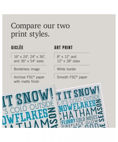 36x54 Inch Giclee Art Print Wall Decor, Cape Cod, Massachusetts, Let it Snow, Christmas, Typography $44.10 Totes