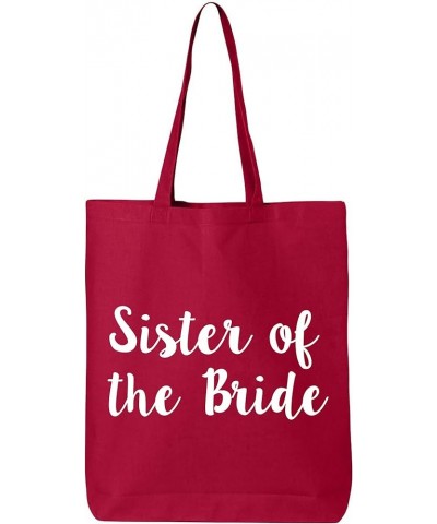 Sister of the Bride Cotton Canvas Tote Bag Red $9.87 Totes