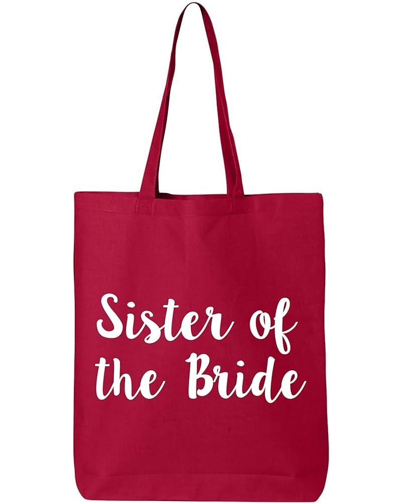 Sister of the Bride Cotton Canvas Tote Bag Red $9.87 Totes