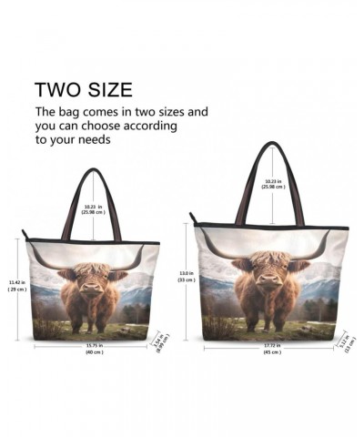 Highland Cow Tote Bag for Women Casual Shoulder Bag Women Hobo Bag Top Handle Handbag for Shopping Travel Work $12.17 Totes