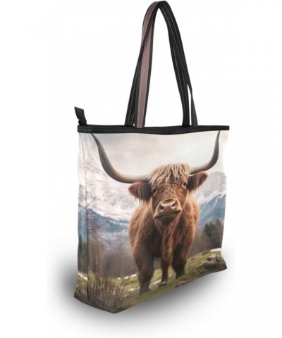 Highland Cow Tote Bag for Women Casual Shoulder Bag Women Hobo Bag Top Handle Handbag for Shopping Travel Work $12.17 Totes