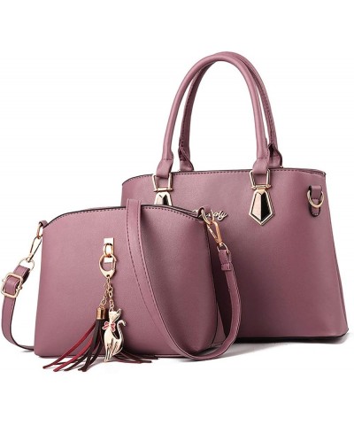 Handbags for Women Shoulder Bags Tote Satchel 2pcs Purse Set Tassel Crossbody Bags Light Purple $17.09 Totes