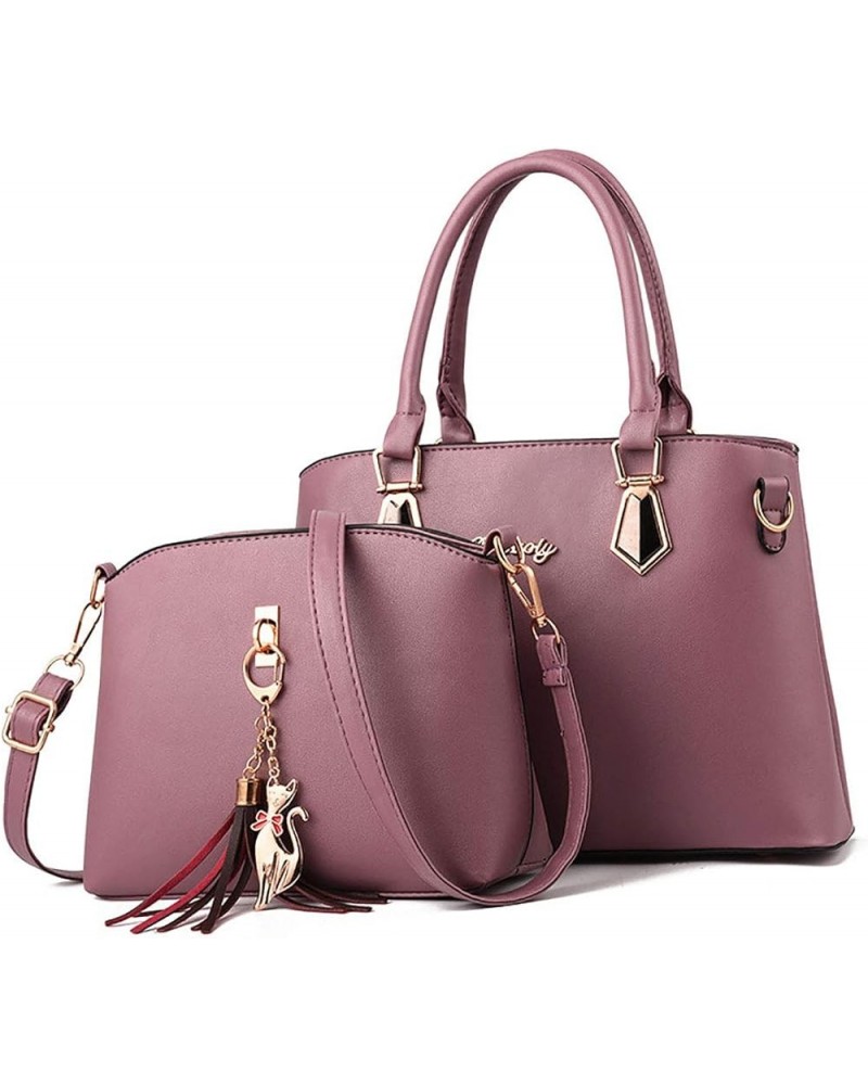 Handbags for Women Shoulder Bags Tote Satchel 2pcs Purse Set Tassel Crossbody Bags Light Purple $17.09 Totes