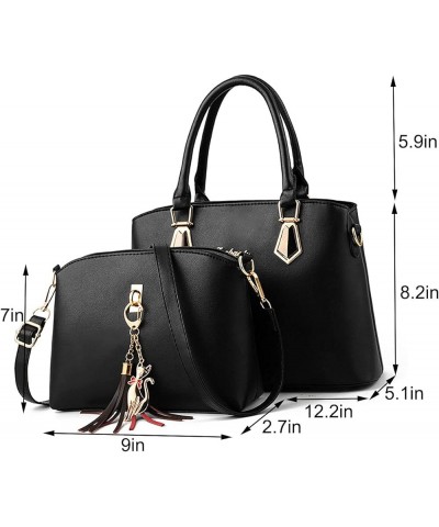 Handbags for Women Shoulder Bags Tote Satchel 2pcs Purse Set Tassel Crossbody Bags Light Purple $17.09 Totes