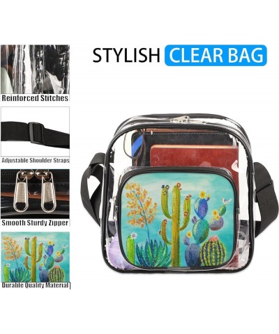 Cactus Green Color Stadium-Approved Clear Crossbody Bag with Colorful Print Design Cactus Growing $11.52 Crossbody Bags