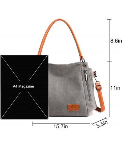 Women's Multi-pocket Shoulder Bag Satchel Fashion Canvas Handbag Simple Tote Purse Top-Handle Bag Grey $18.79 Totes