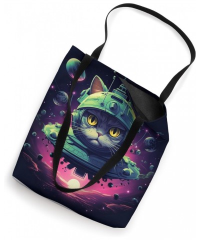 Spaceship Cat galaxy space Cat Alien Kitty Mom Dad Tote Bag $12.40 Totes