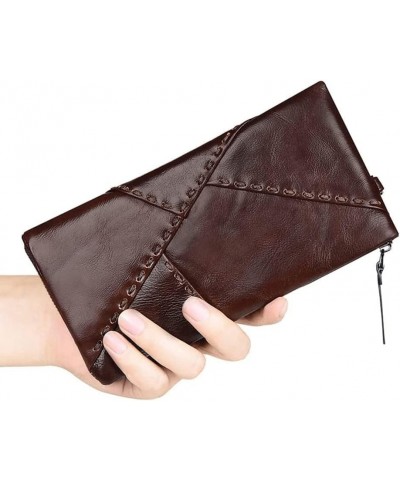 Minimalist Wallet Leather Women's Wallet Retro Large Capacity Long Zipper Purse Clutch for Men and Women Mobile Phone Passpor...