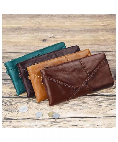 Minimalist Wallet Leather Women's Wallet Retro Large Capacity Long Zipper Purse Clutch for Men and Women Mobile Phone Passpor...