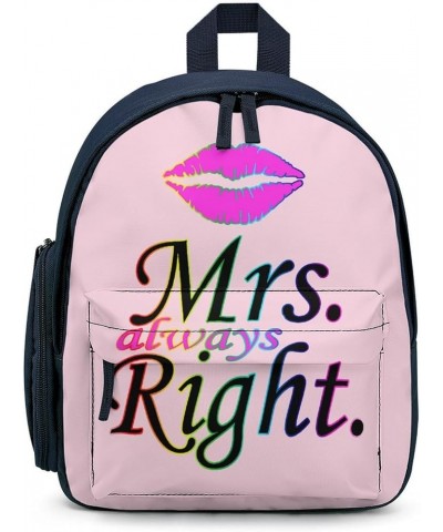 Mrs Always Right Funny Backpack Small Casual Daypack Purse Travel Bag with Adjustable Strap Cute Print Blue-style $20.39 Back...