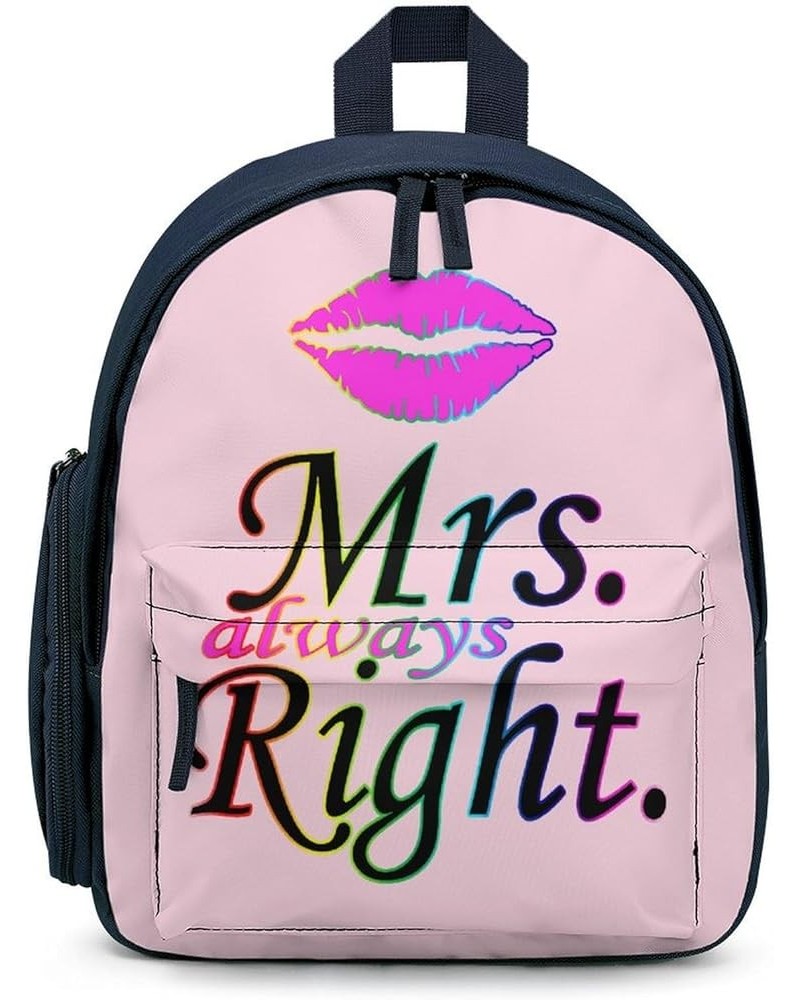 Mrs Always Right Funny Backpack Small Casual Daypack Purse Travel Bag with Adjustable Strap Cute Print Blue-style $20.39 Back...