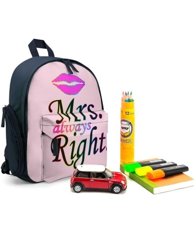 Mrs Always Right Funny Backpack Small Casual Daypack Purse Travel Bag with Adjustable Strap Cute Print Blue-style $20.39 Back...