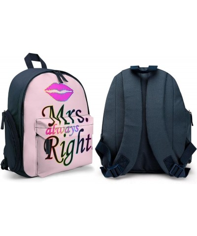 Mrs Always Right Funny Backpack Small Casual Daypack Purse Travel Bag with Adjustable Strap Cute Print Blue-style $20.39 Back...